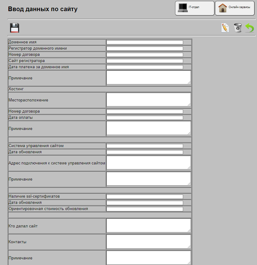 Ввод данных по сайту в IT